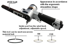 Air belt sander (10x330mm) w/3pcs belts(#80,100 & 120)