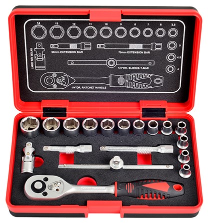 18Pcs Anti-Slip Socket Wrench Set