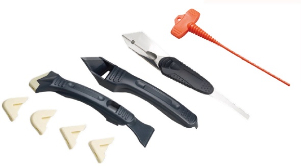 Silicone Trowel & Scraper Set w/ Stainless Blade & Nozzle Stopper