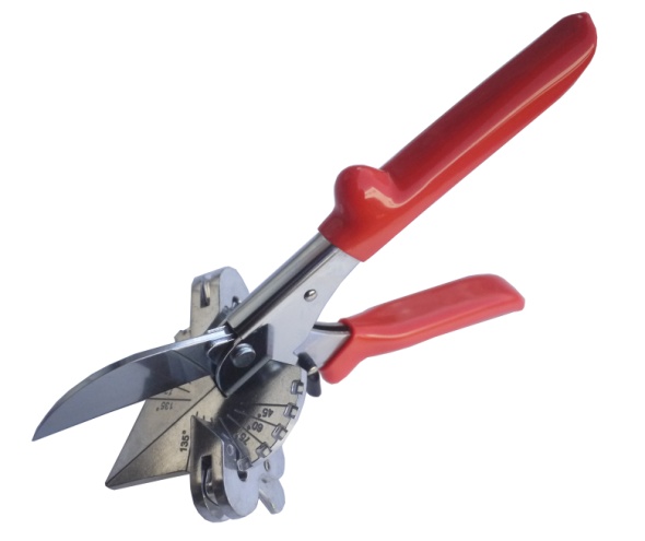 Multi angle miter shears with adjustable stop 