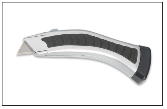 Heavy Safety Knife With Patented quick change pull on knob.
