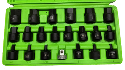 21pcs Stubby Hex Bit Socket Set