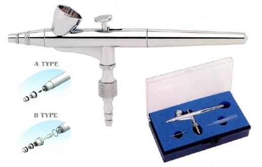 Air Brush Fluid nozzle: 0.2mm Double-action trigger air paint control.