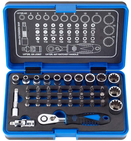 39Pcs 1/4dr. 60T Spline Socket Wrench and Bit Set