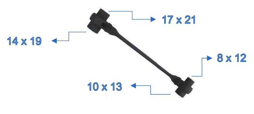 8 in 1 Ratchet Wrench 8x 12, 10 x 13, 14 x 19 & 17 x 21mm