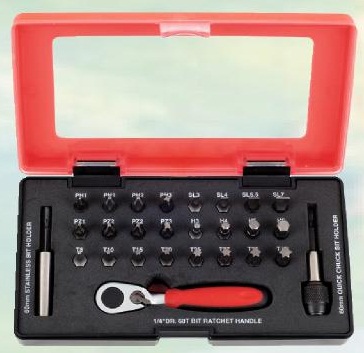 27PCS 1/4DR. 60T RATCHET BIT DRIVER SET